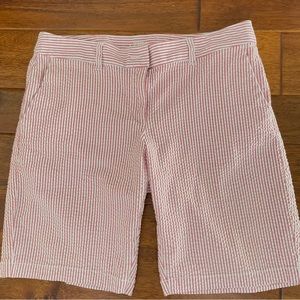Ann Taylor Loft Original White Pink Stripes side pockets Siz 6